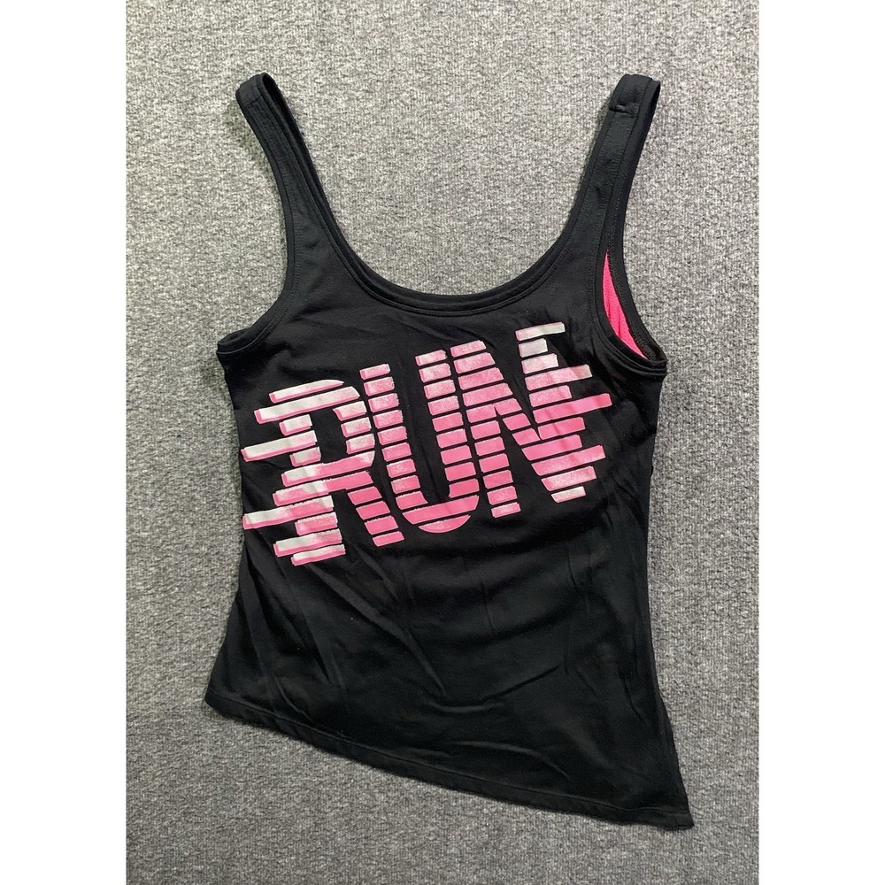 Energie Juniors Run Asymmetrical-Hem Tank, Bright White/Knockout Pink Size M